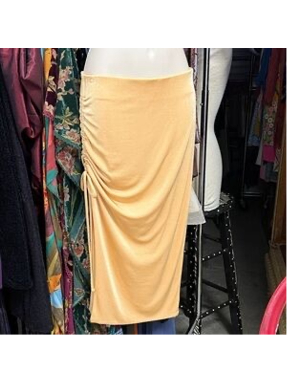 Women's Chaser Yellow Ruched Midi Skirt S